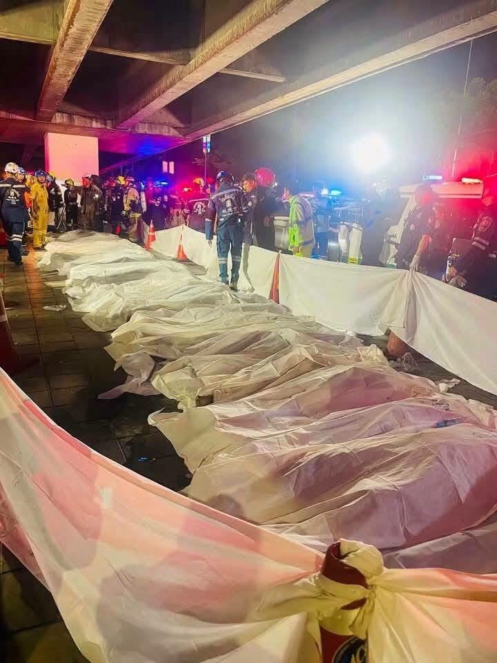 The aftermath of the deadly fire at Rong Beer Na Lat Phrao pub in Chatuchak district, Bangkok