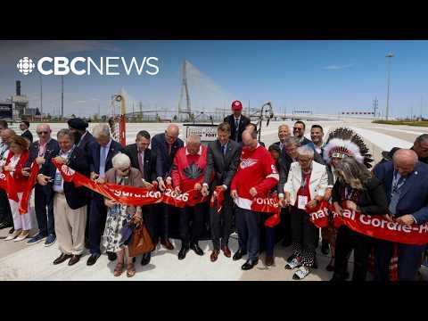 Canadian officials at the Gordie Howe International Bridge ribbon cutting ceremony in Windsor Ontario