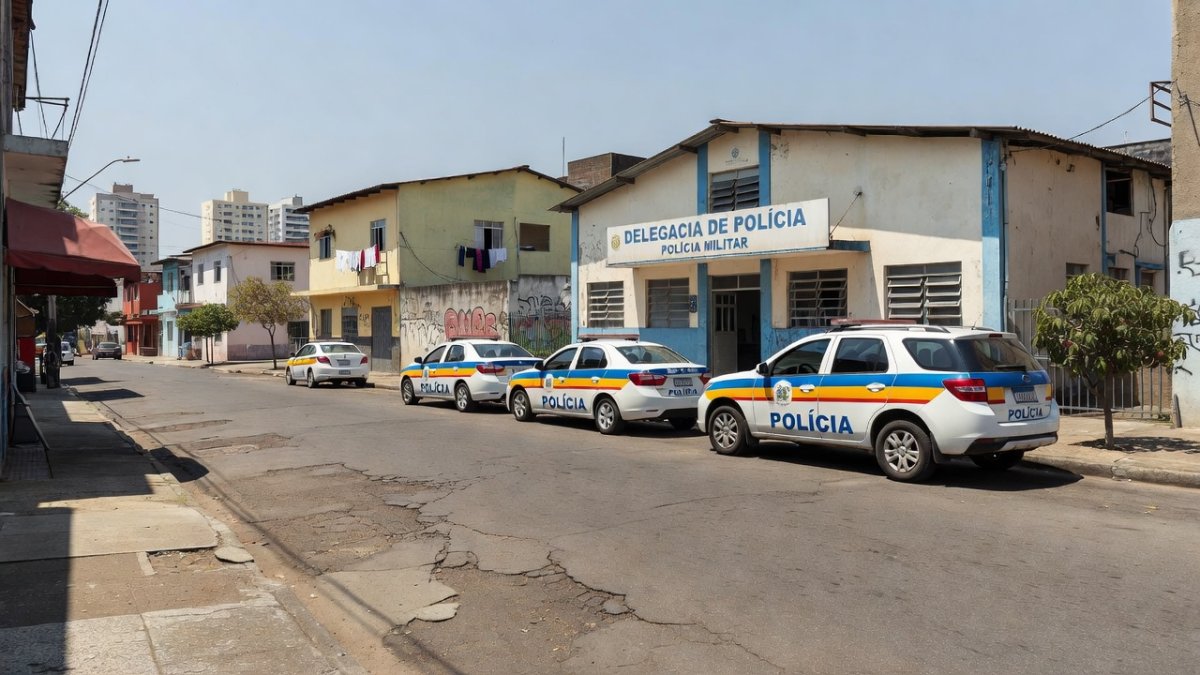 Police station exterior in Brazil, part of international cooperation against trafficking