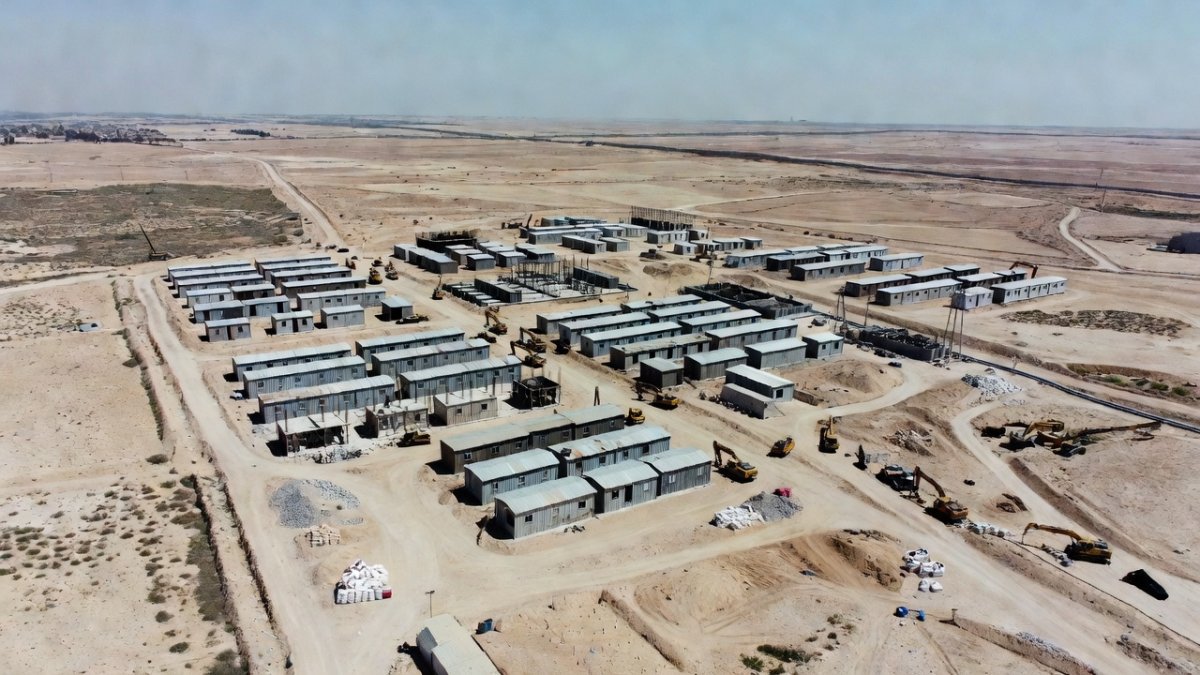 Aerial view of southern Gaza near Rafah showing the proposed pilot project site and logistics infrastructure