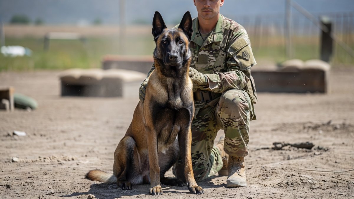 Belgian Malinois rescue dog with handler Mexican canine rescue teams