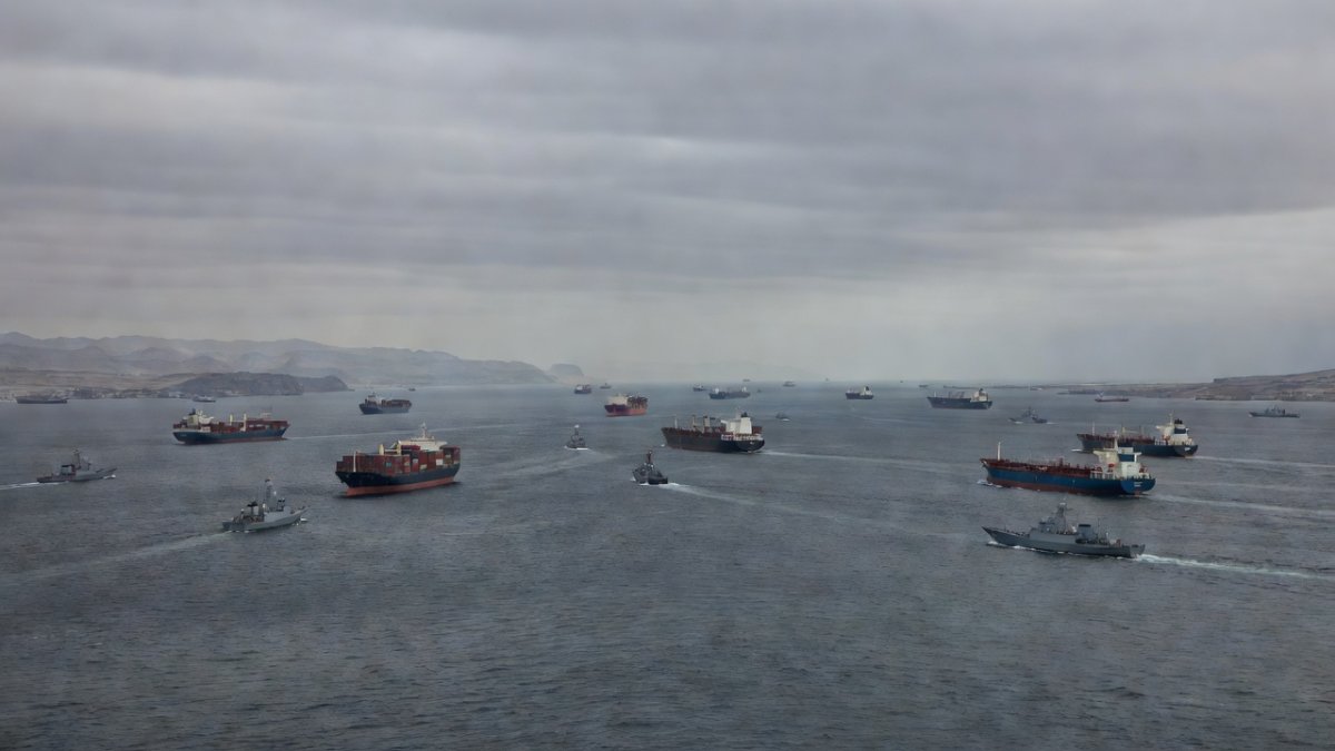 Naval shipping lanes in the Strait of Hormuz amid the US blockade