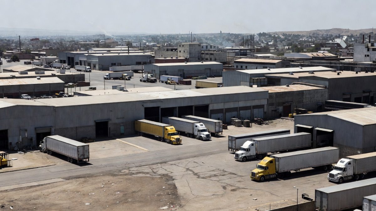 Industrial area of Tijuana with factories near US-Mexico border