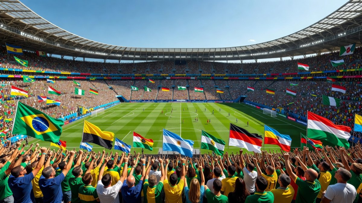 Arab supporters filling a stadium section during World Cup 2026 matches