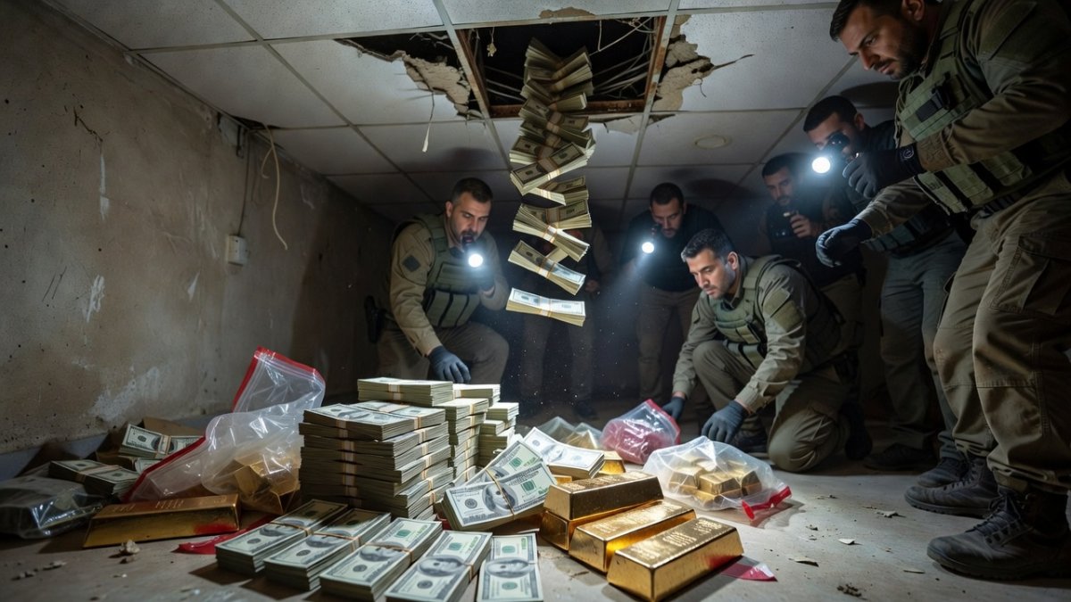 Cash and gold recovered during Iraqi anti-corruption raids in Baghdad