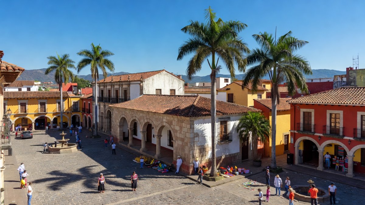 Cuernavaca city center with traditional Mexican architecture