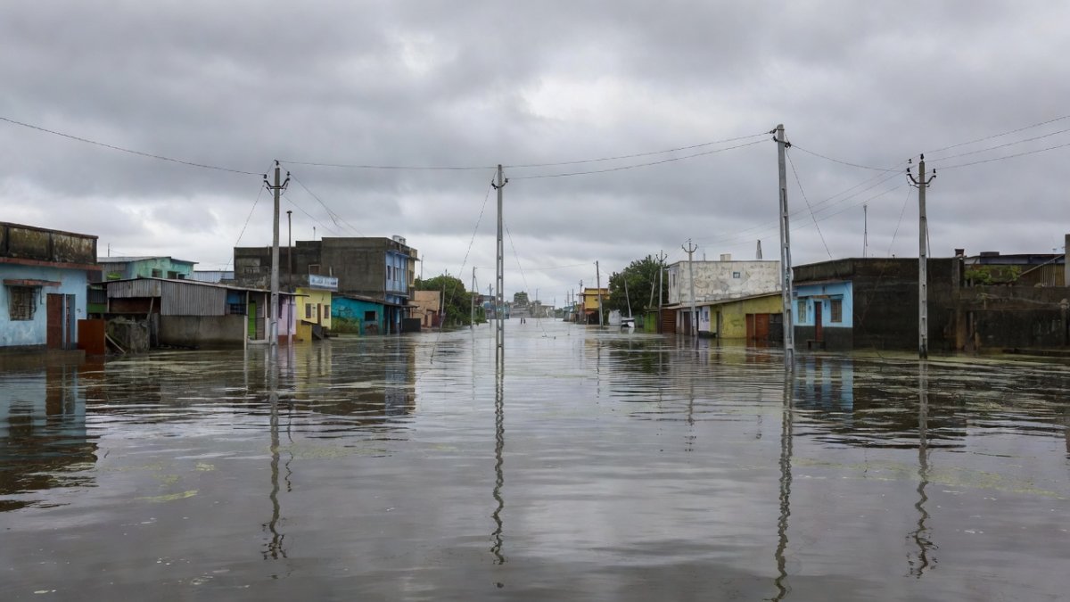 Residential neighbourhood with standing floodwater in Vasai-Virar after 335 mm rainfall