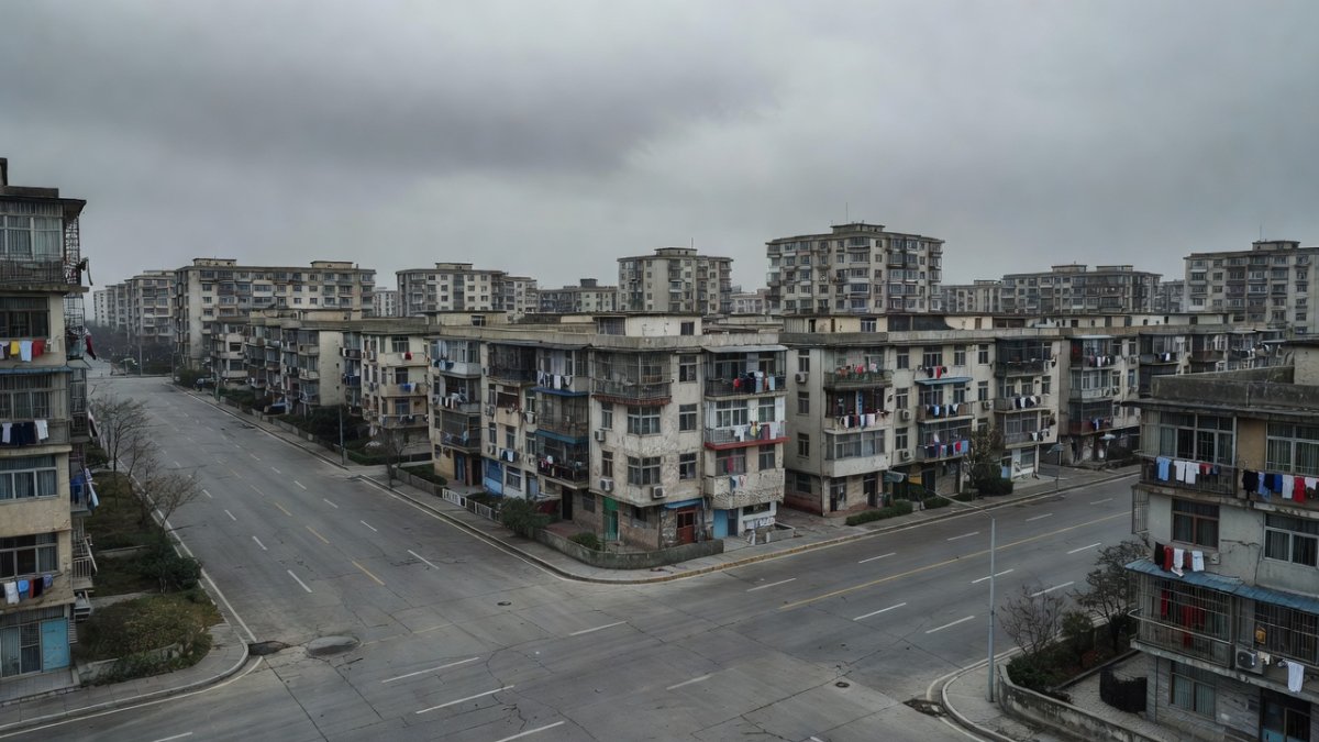 Residential apartment buildings in a Chinese city amid property market slowdown