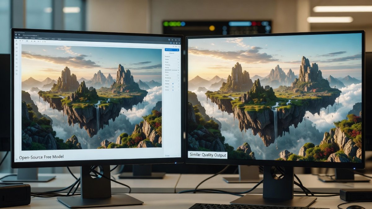Comparison of AI-generated images showing quality difference between open-source and proprietary models