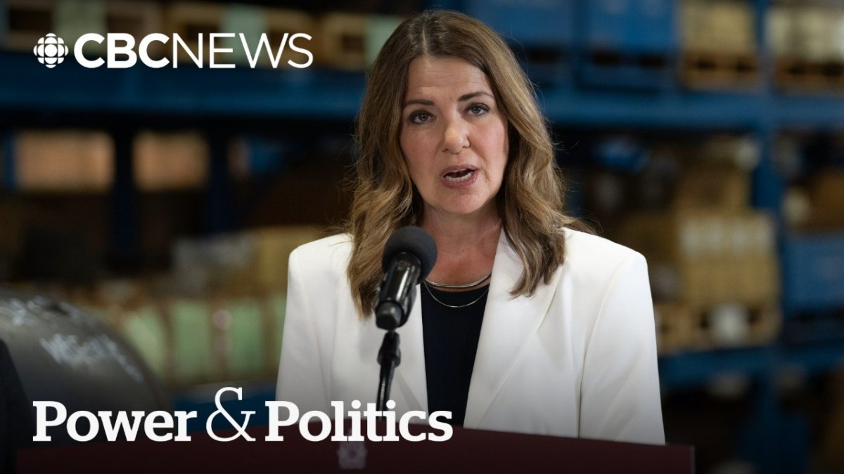 Alberta Premier Danielle Smith and Prime Minister Mark Carney at the July 2 2026 joint press conference in Calgary announcing the proposed West Coast oil pipeline