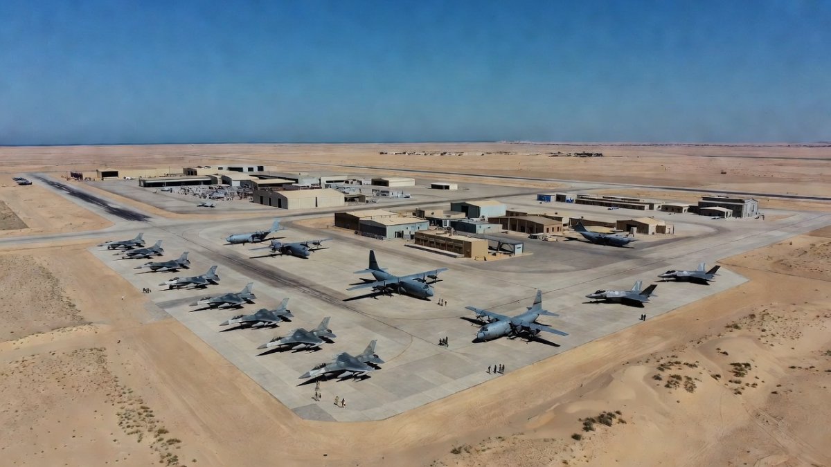 Aerial view of US military airbase in the Persian Gulf region