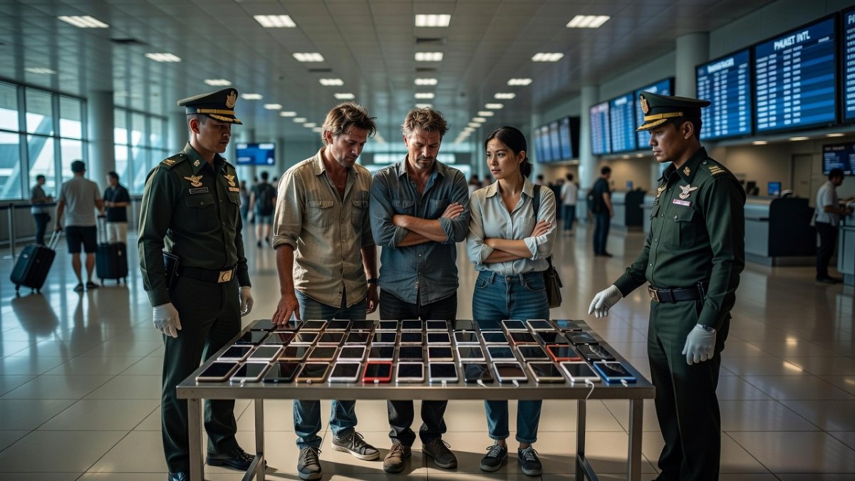 Three foreigners held at Phuket airport with 38 phones