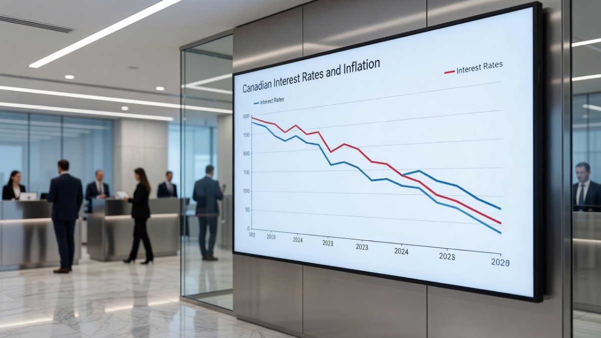Chart showing Canadian inflation and interest rate trends