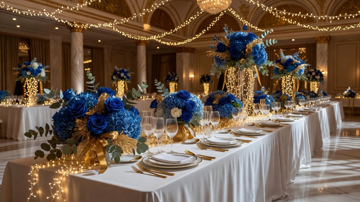 Luxury wedding decor and floral arrangements