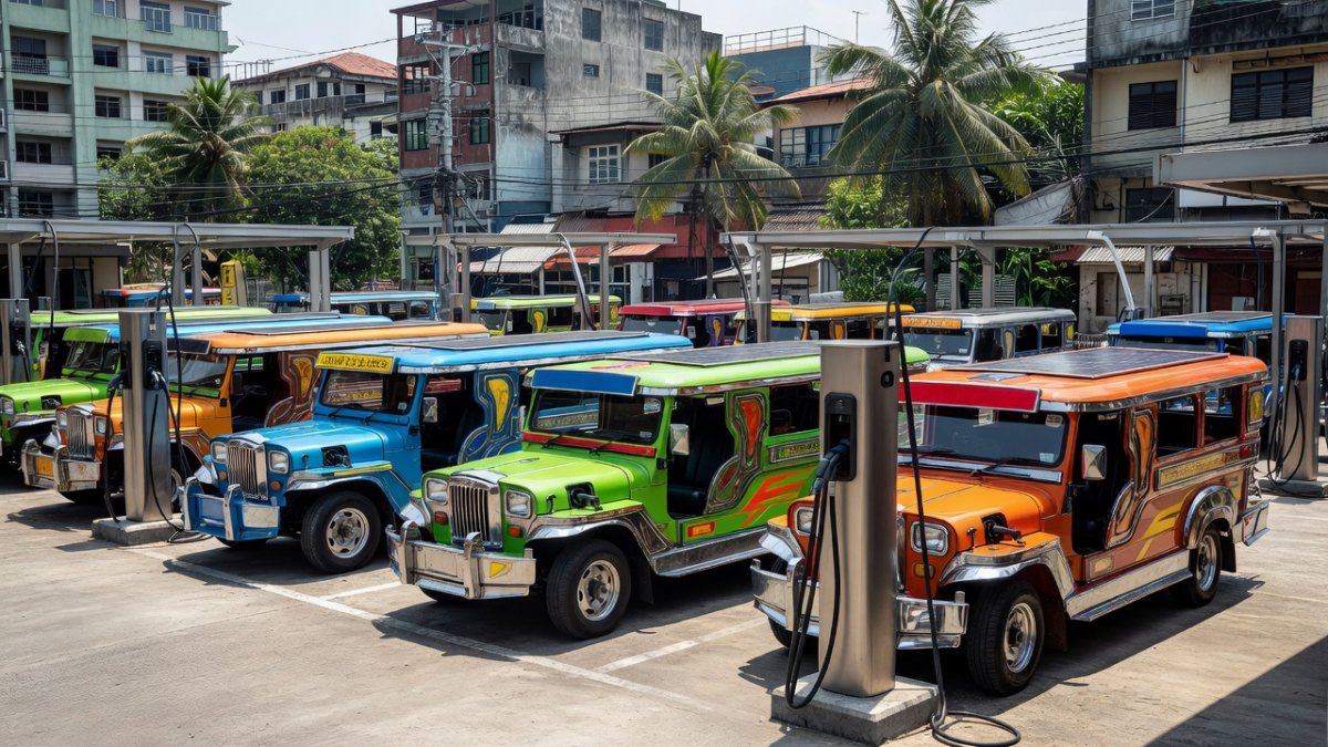 Electric jeepney charging depot in the Philippines