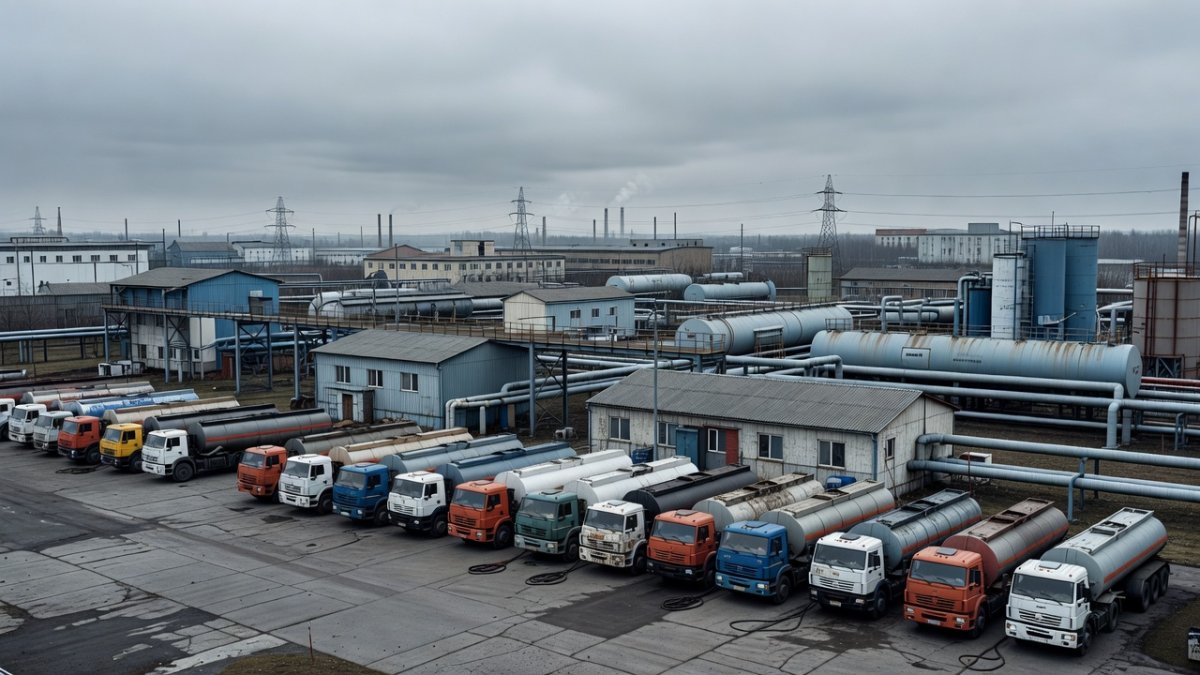 Fuel distribution depot in Russia amid gasoline shortage concerns