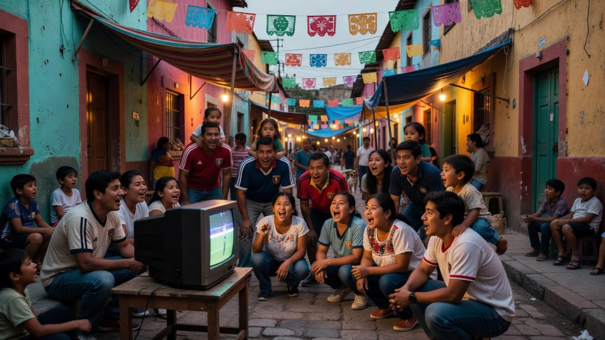 Fans in a Mexican colonia watching the World Cup final