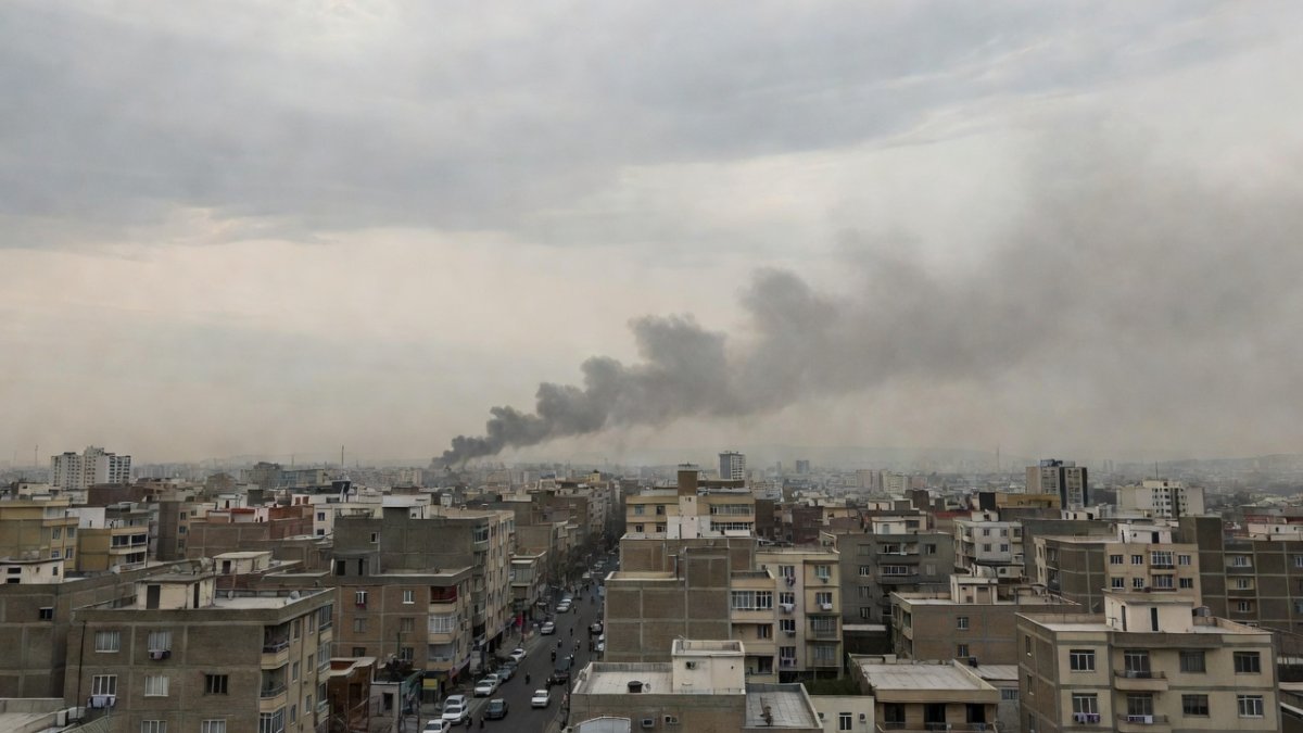 Iranian city skyline amid the ongoing conflict