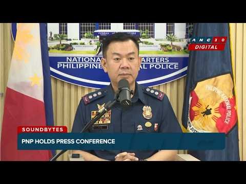 PNP Col. Allen Rae Co speaking at a press briefing at Camp Crame about security preparations for the VP impeachment trial