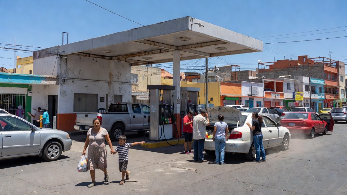 Mexican families at a local gas station