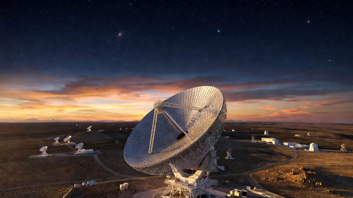 Radio telescope observing the Milky Way centre