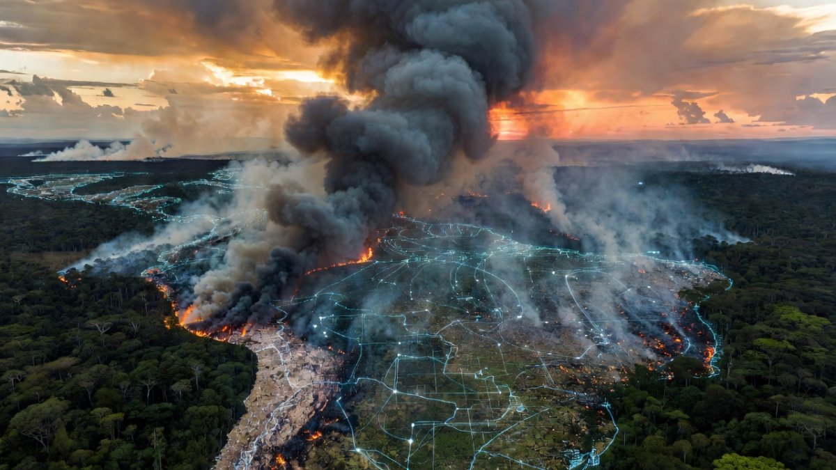 Amazon rainforest wildfire damage and deforestation crisis