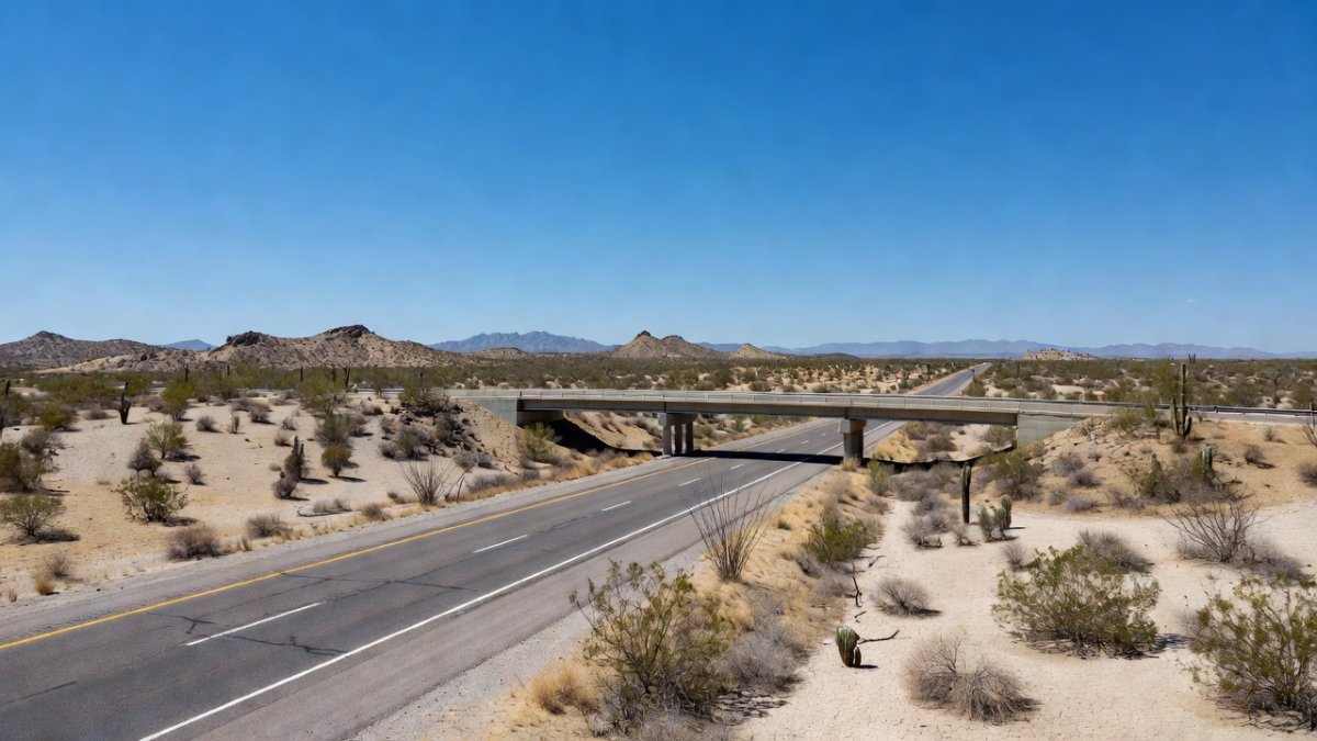 Federal Highway 54 in Zacatecas, looking toward the bridge area near Pánuco