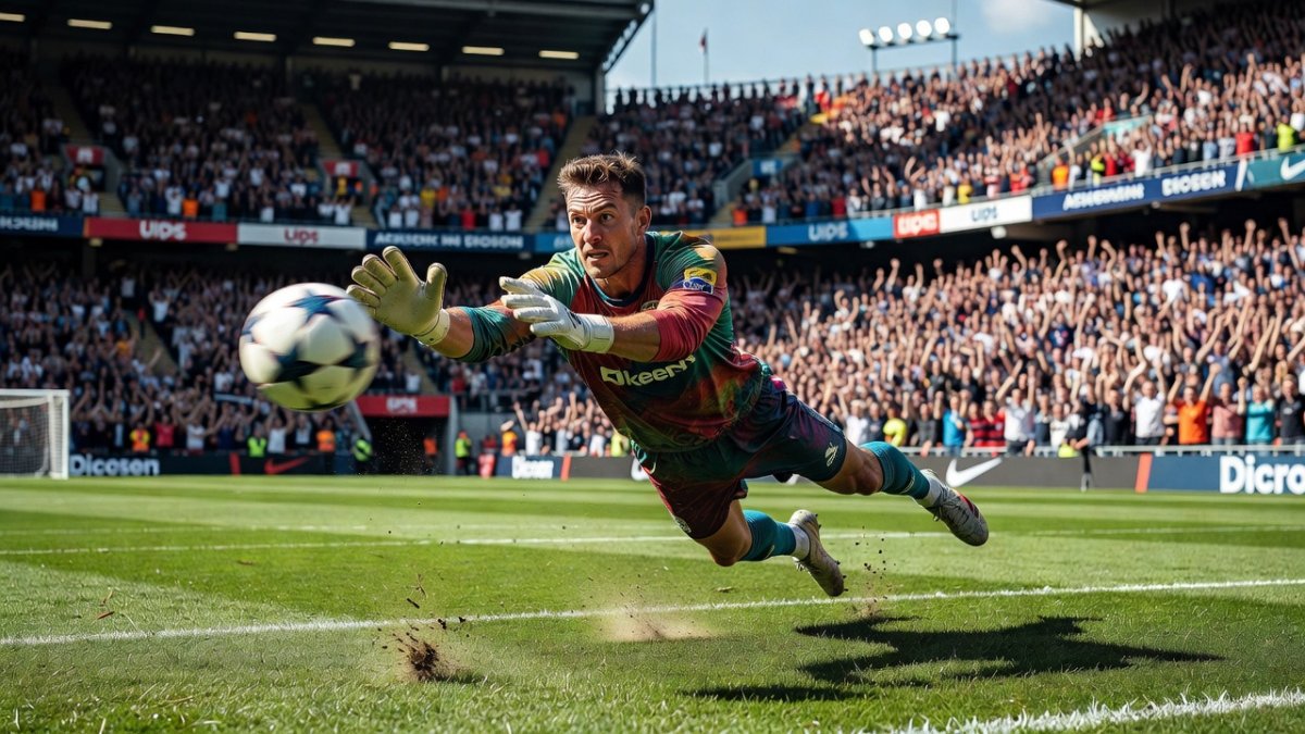 Orjan Nyland makes a save for Norway against Brazil in the World Cup Round of 16