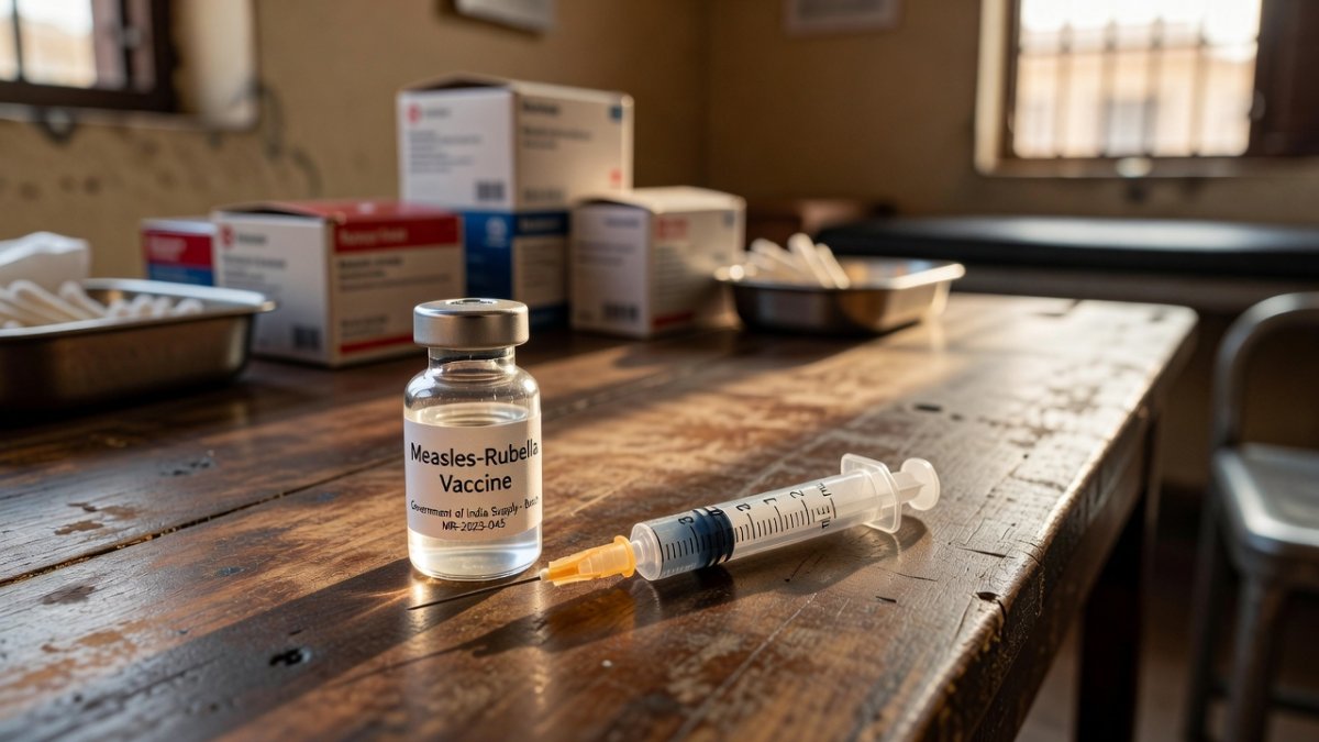 Measles-rubella vaccine vial used in India’s Universal Immunisation Programme