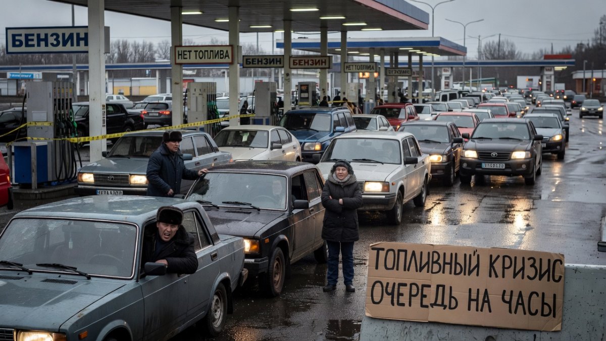 Long queues at petrol stations in Moscow as fuel rationing takes effect amid Russia's deepening fuel crisis.