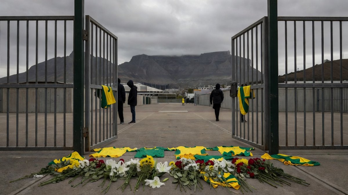 Tributes at a South African stadium for Jayden Adams