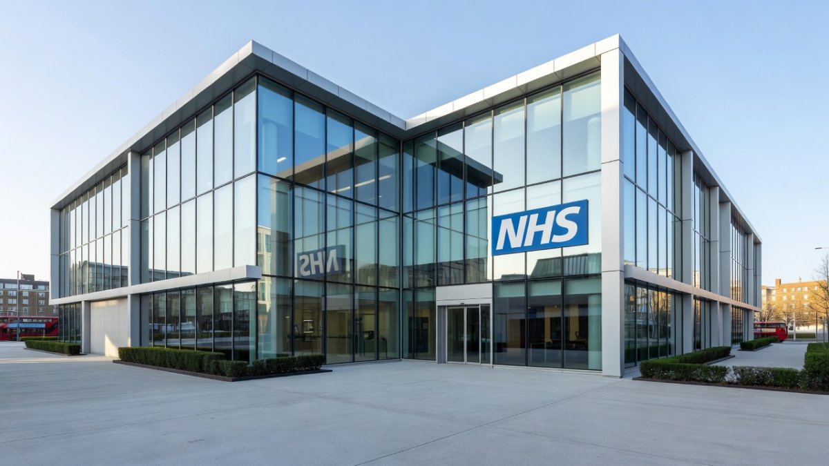 Modern NHS hospital building exterior in London