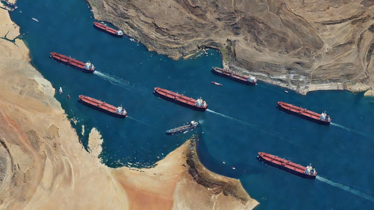 Oil tankers in the Strait of Hormuz, a critical global shipping artery