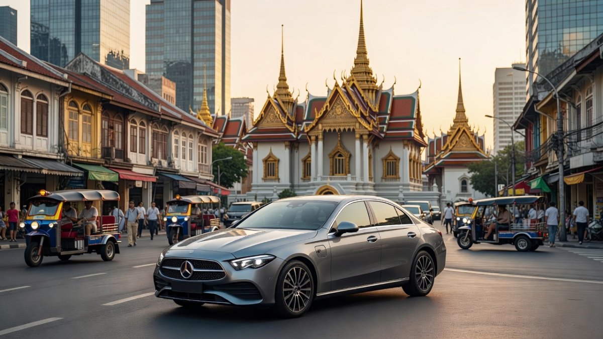 Mercedes-Benz plug-in hybrid display at a Bangkok showroom