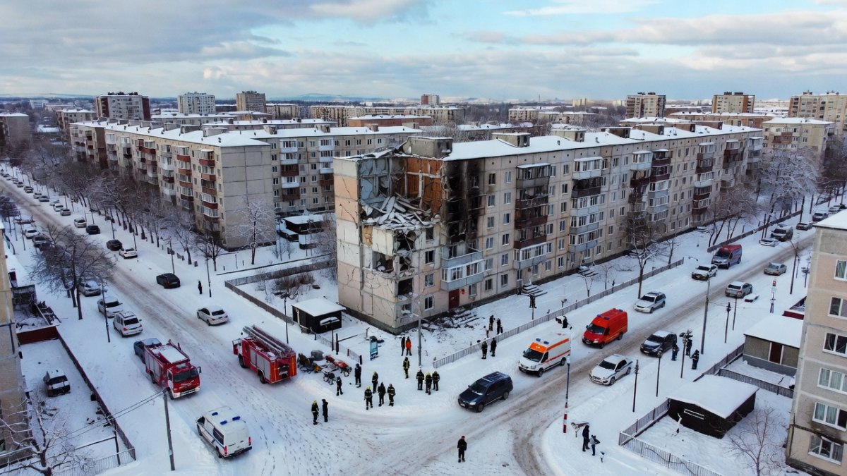 Kyiv residential building damaged by Russian missile strike
