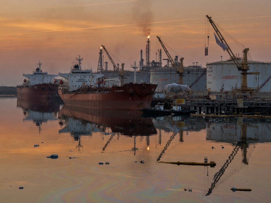 Oil tankers anchored