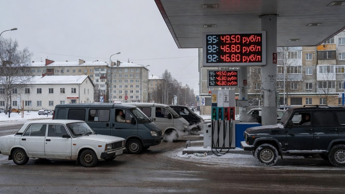 Gas station in Russia facing fuel shortages