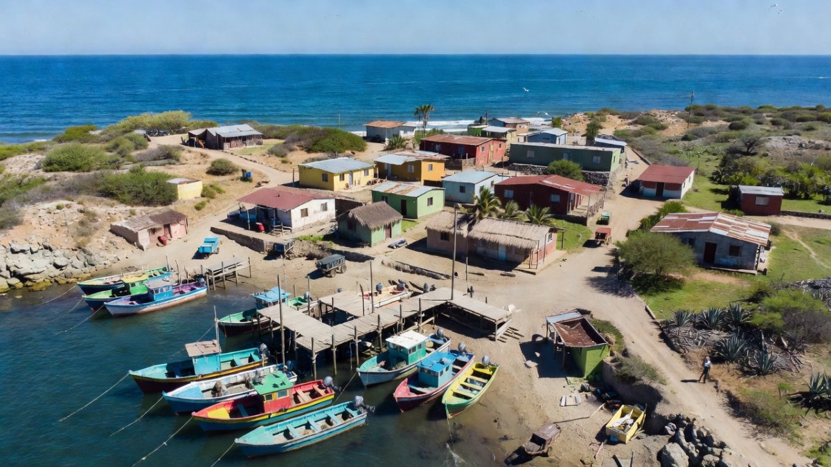 Mexican fishing village on the Pacific coast of Sinaloa