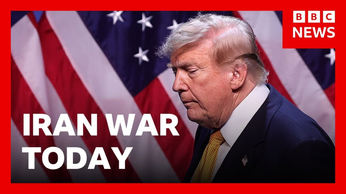 BBC News thumbnail of Donald Trump speaking about Iran