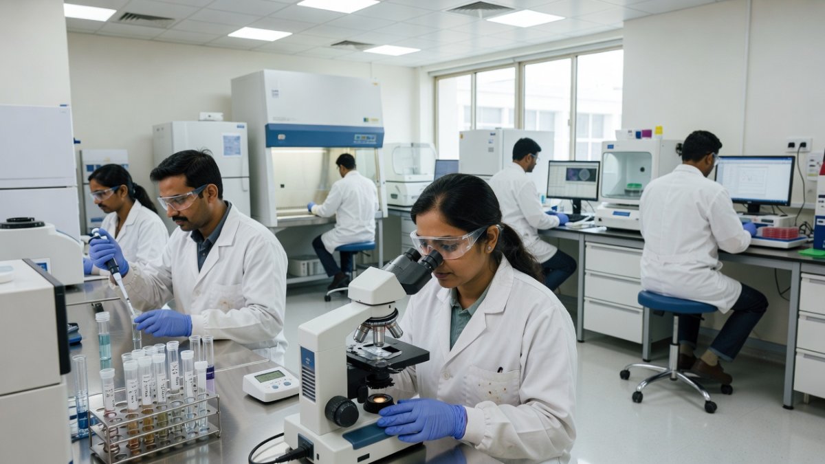 National Institute of Virology scientists processing samples for Nipah virus testing