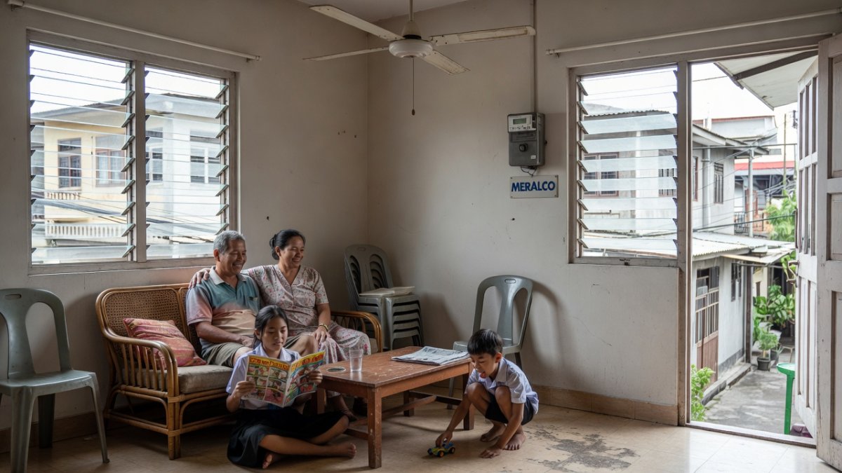 Filipino family in Metro Manila discussing monthly electricity bill costs