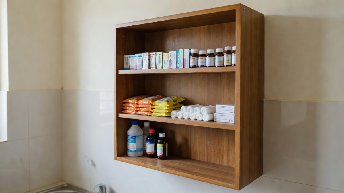 Organised home medicine cabinet with essential monsoon health supplies