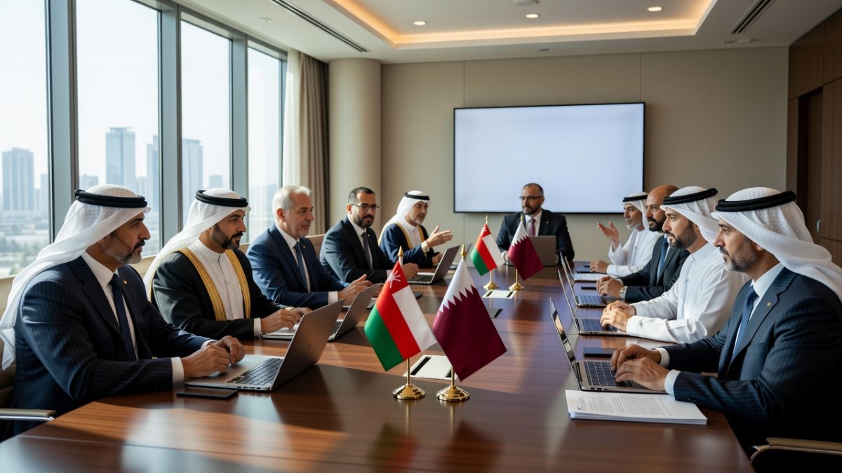 Diplomatic mediation meeting with Middle Eastern delegates