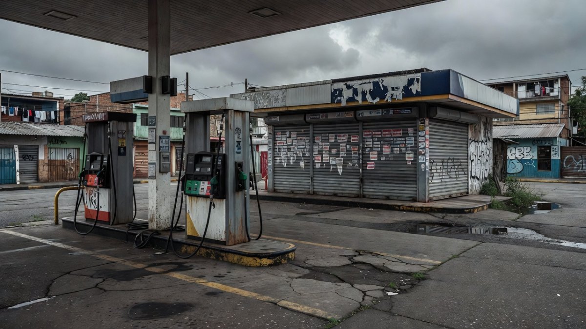Empty fuel station in Cuba amid shortage caused by US oil blockade