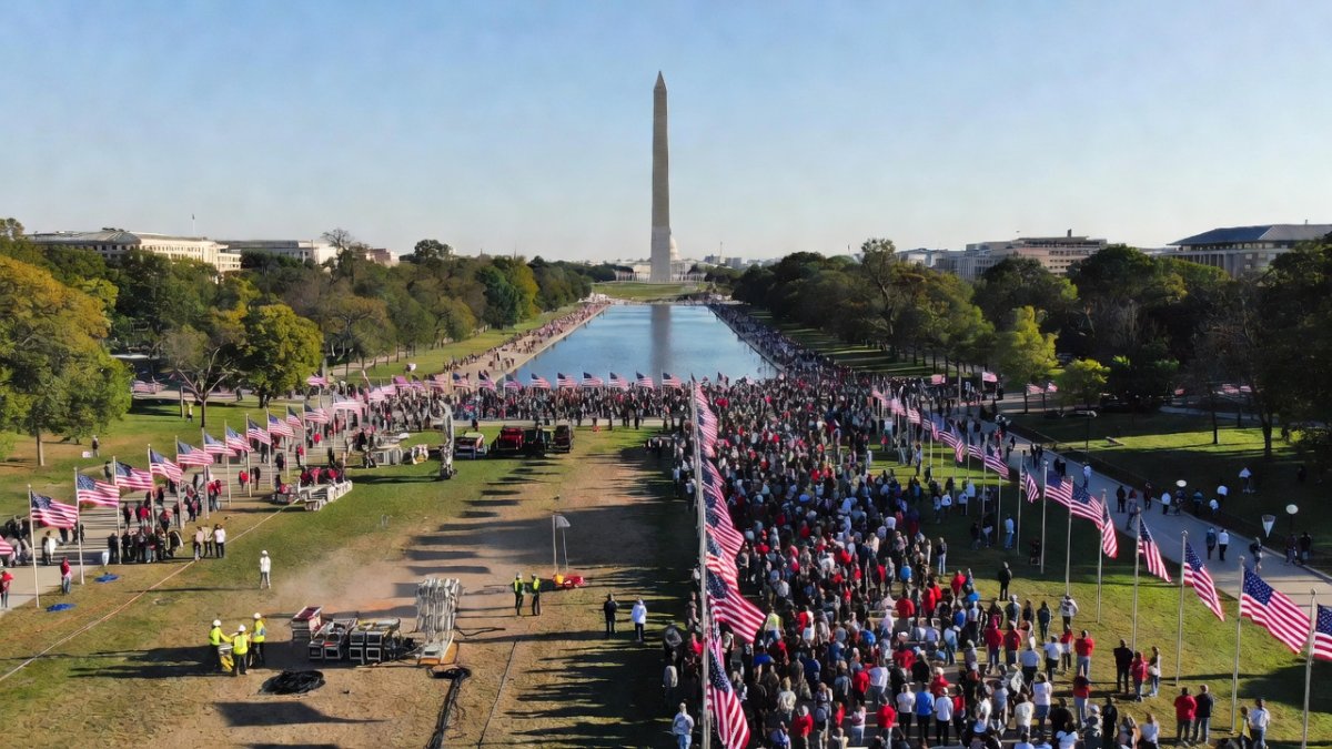Aerial view of the National Mall in Washington DC during the July 4 celebrations