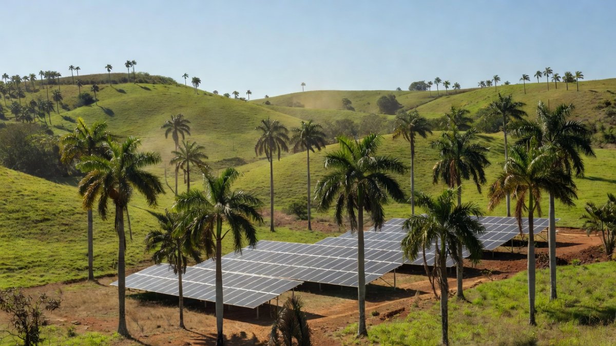 Solar panels in Cuban countryside