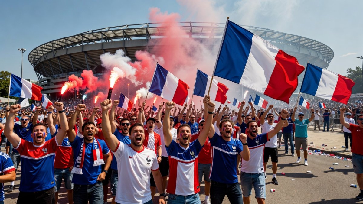 French football fans gather outside FFF headquarters in Paris to celebrate Zidane appointment