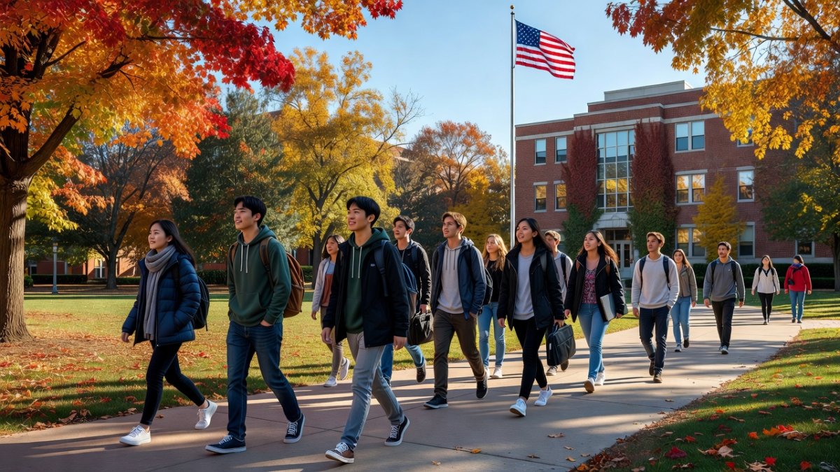 International students on a US university campus amid new visa restrictions