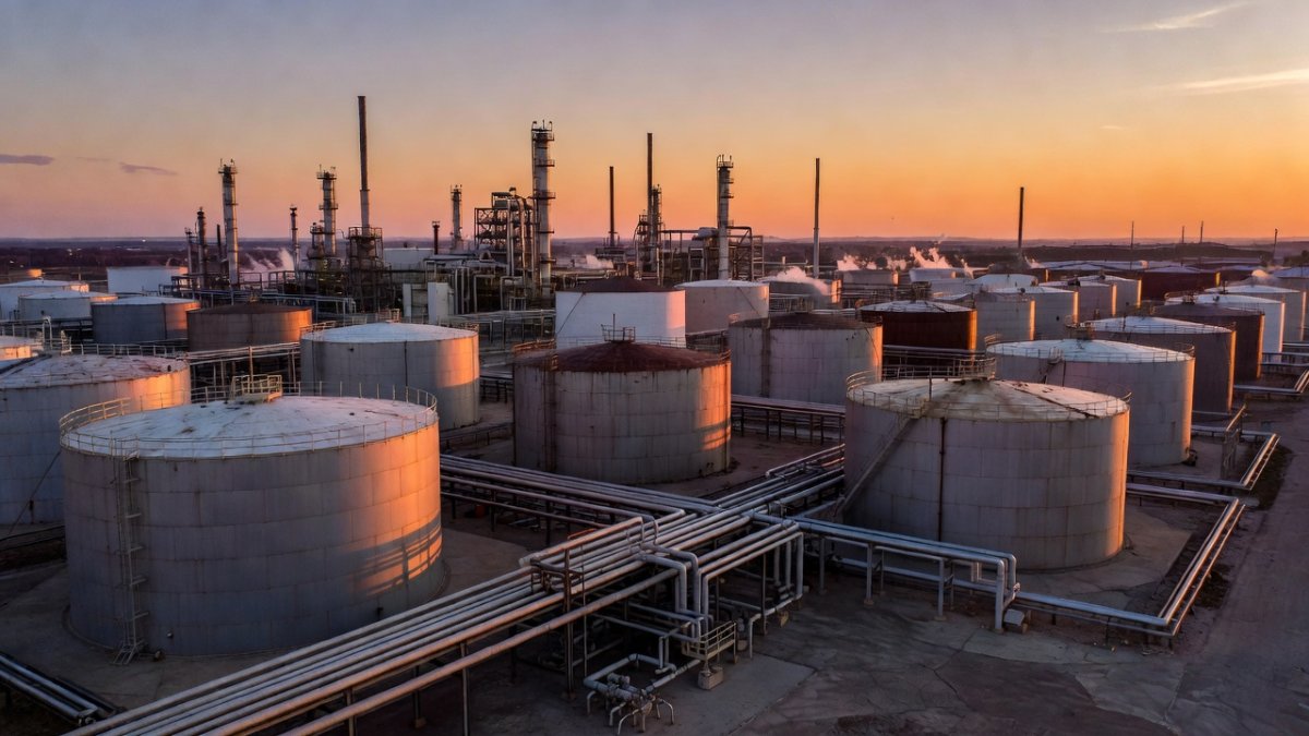 Oil refinery operations amid global energy market disruption