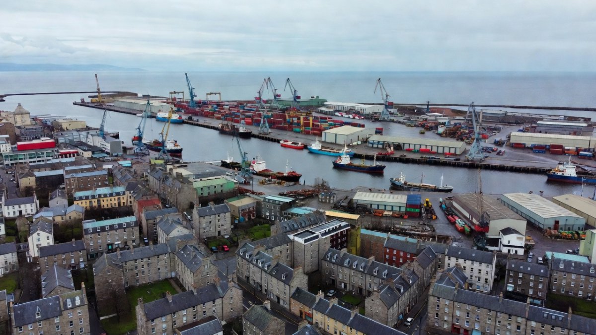 Aberdeen harbour with oil industry vessels
